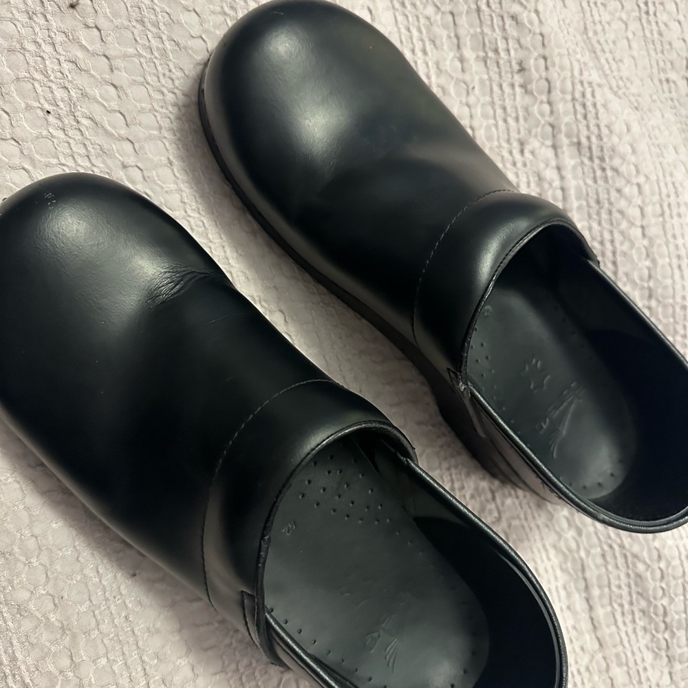 Dansko Black Leather Mules